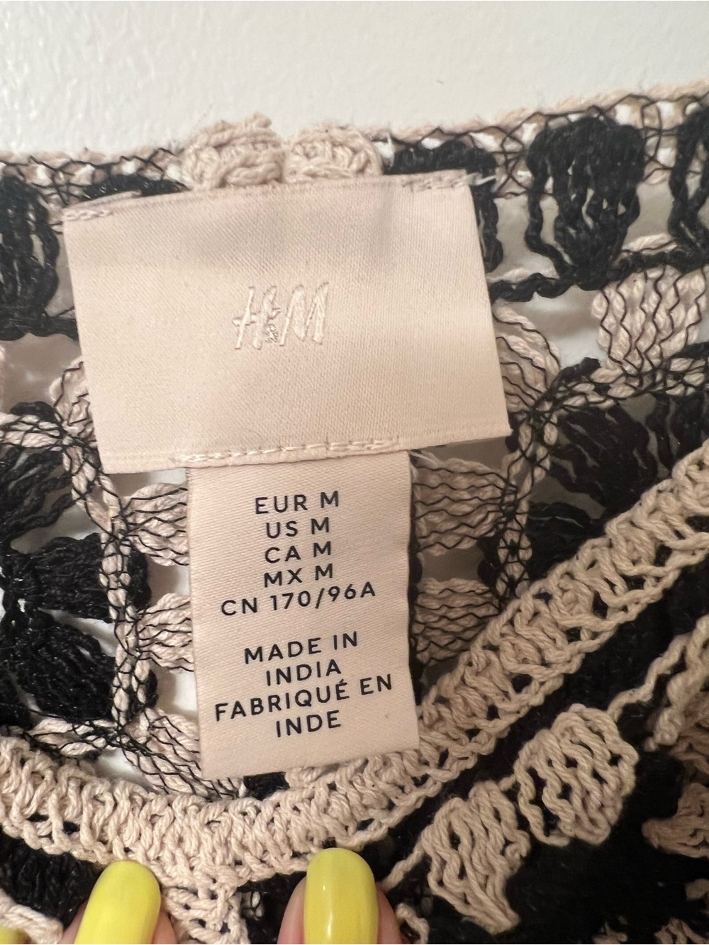 H&M Crochet Mini Dress – Black and Beige, Size Medium - Picture 2 of 8